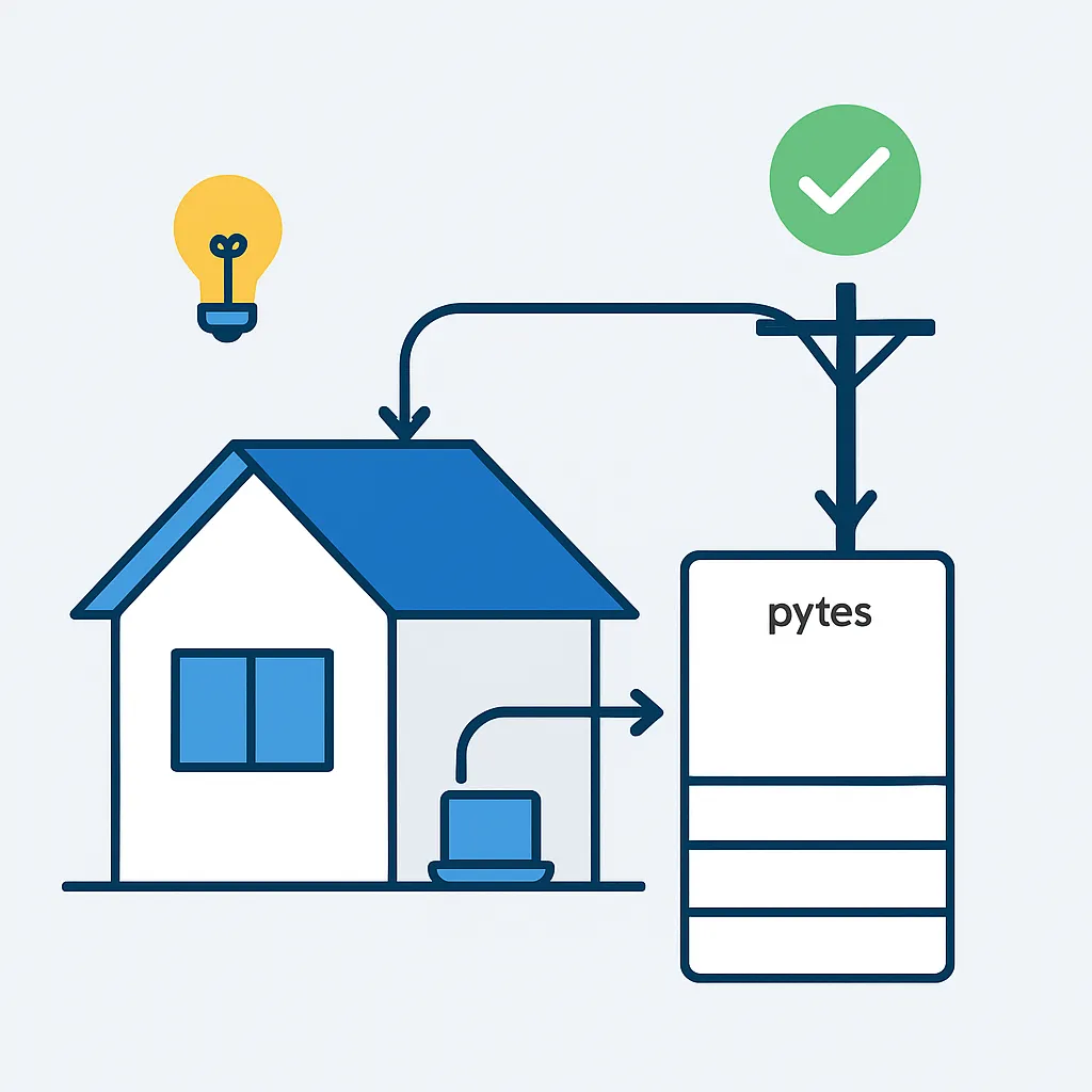 Illustratie van het systeem dat automatisch terugschakelt naar het herstelde elektriciteitsnet.