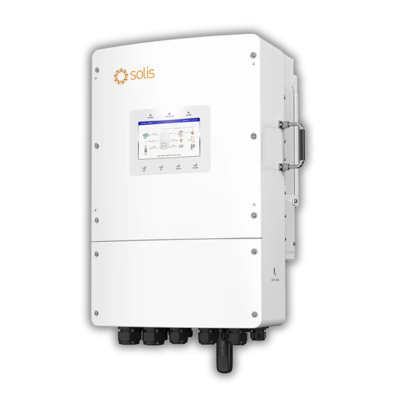 Gedetailleerde afbeelding van de Solis S6 hybride omvormer.